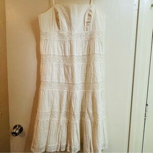 INC Couture White Spagetti Strap Empire Waist Tier‎ Summer Dress Size 12